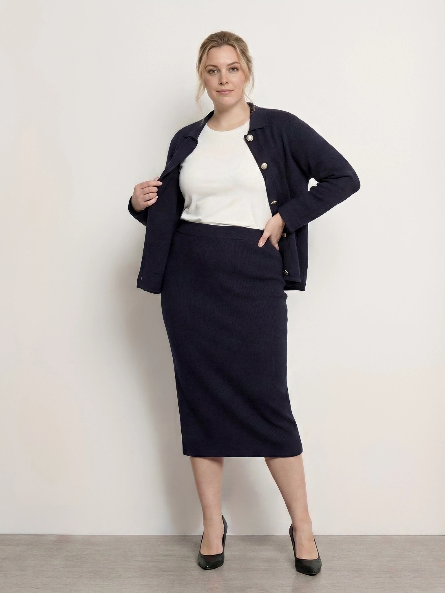 Юбка темно-синего цвета из смесовой вискозы